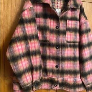 Stylish Kids Plaid Jean Jacket - Pink and Black